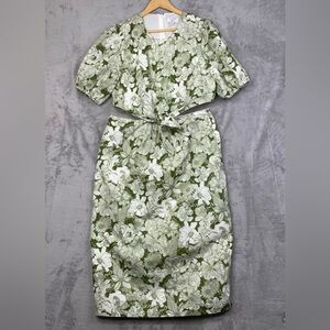 J. Crew Cutout Dress In Liberty Liner Floral Fabric Canteen Green. Size 14.